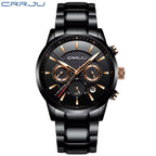 CRRJU 2212 Men’s Luxury Watch – Minimalist Quartz Business Wristwatch, Premium Stainless Steel Band, 3ATM Waterproof Black