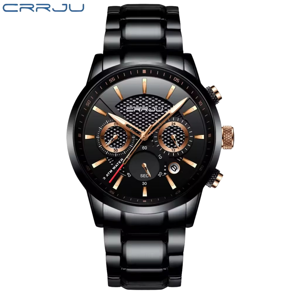 CRRJU 2212 Men’s Luxury Watch – Minimalist Quartz Business Wristwatch, Premium Stainless Steel Band, 3ATM Waterproof Black