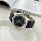 Scottie 9728 Women’s Luxury Square Watch – Waterproof Quartz Wristwatch with Leather Band Black
