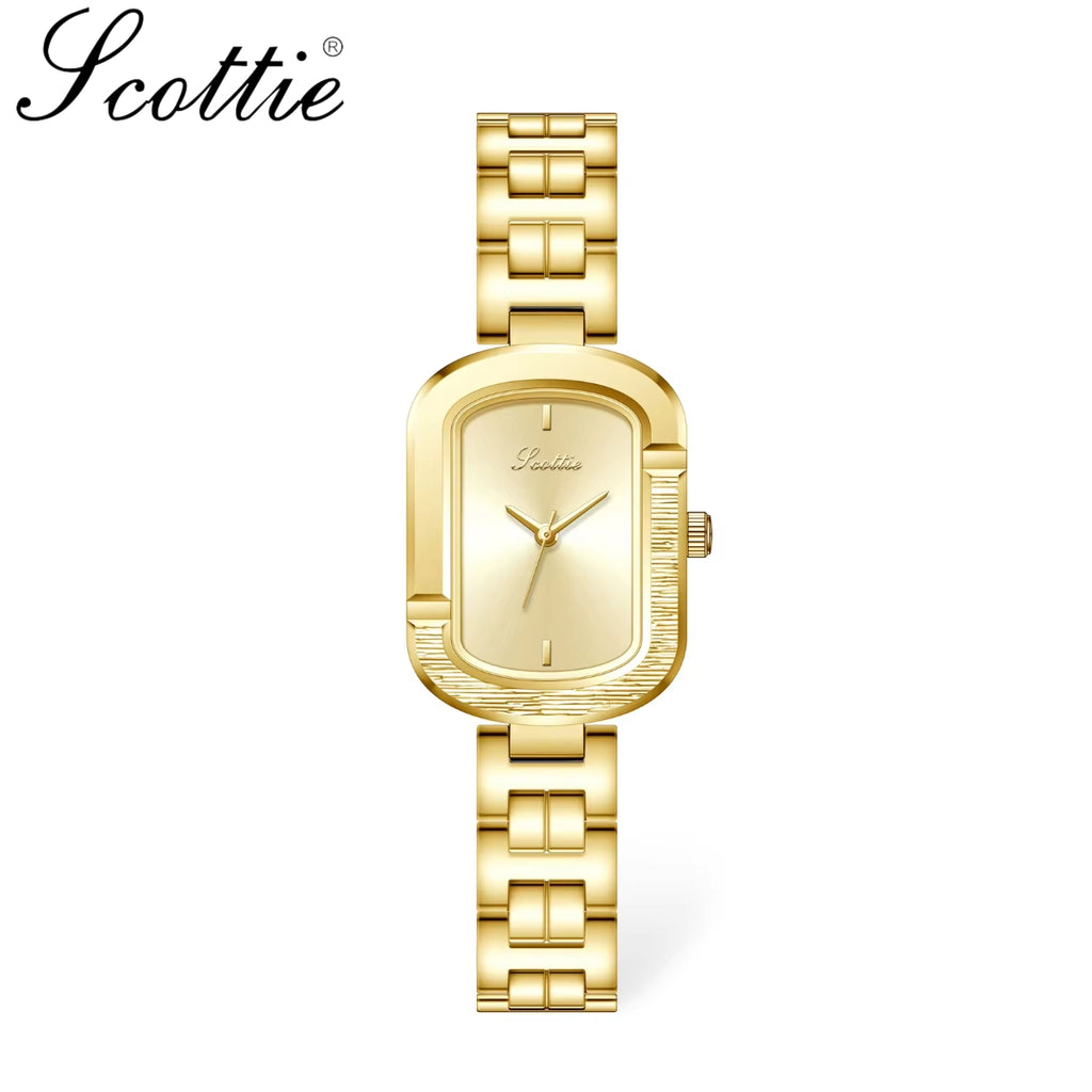 Scottie 9723 Women’s Modern Luxury Watch – Elegant Analog Quartz Wristwatch with Waterproof Alloy Band Gold
