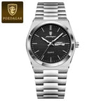 Poedagar 821 Men's Luxury Fashion Watch – Waterproof Luminous Quartz Wristwatch with Stainless Steel Band Black
