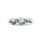 Moss Agate Leaf Cluster Ring