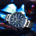 CRRJU 2306 Men’s High-Quality Sports Watch – Japanese Quartz Movement Waterproof with Luminous Hands Blue Dial