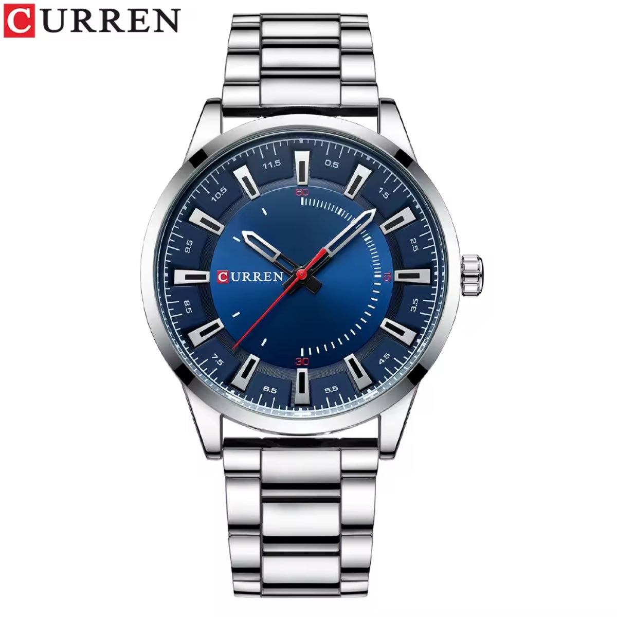 CURREN 8406 Men Watch Stainless Steel  Water Resistant Quartz Watche Silver and Blue