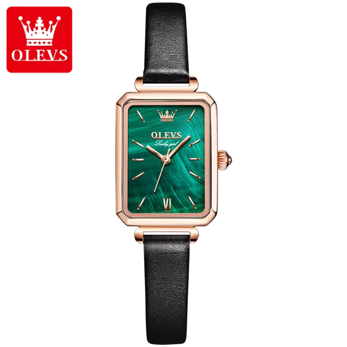 OLEVS 6624 Women’s Top Luxury Watch – High Quality Waterproof Quartz Green Dial with Fashion Belt Strap
