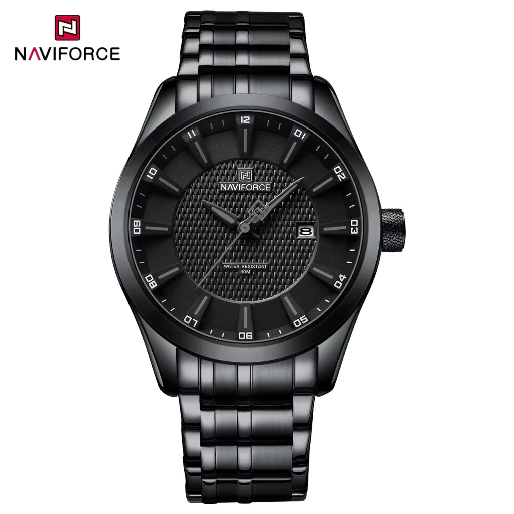 NAVIFORCE 8032 Men’s Stainless Steel Watch – Original Quartz Business Wristwatch - Black