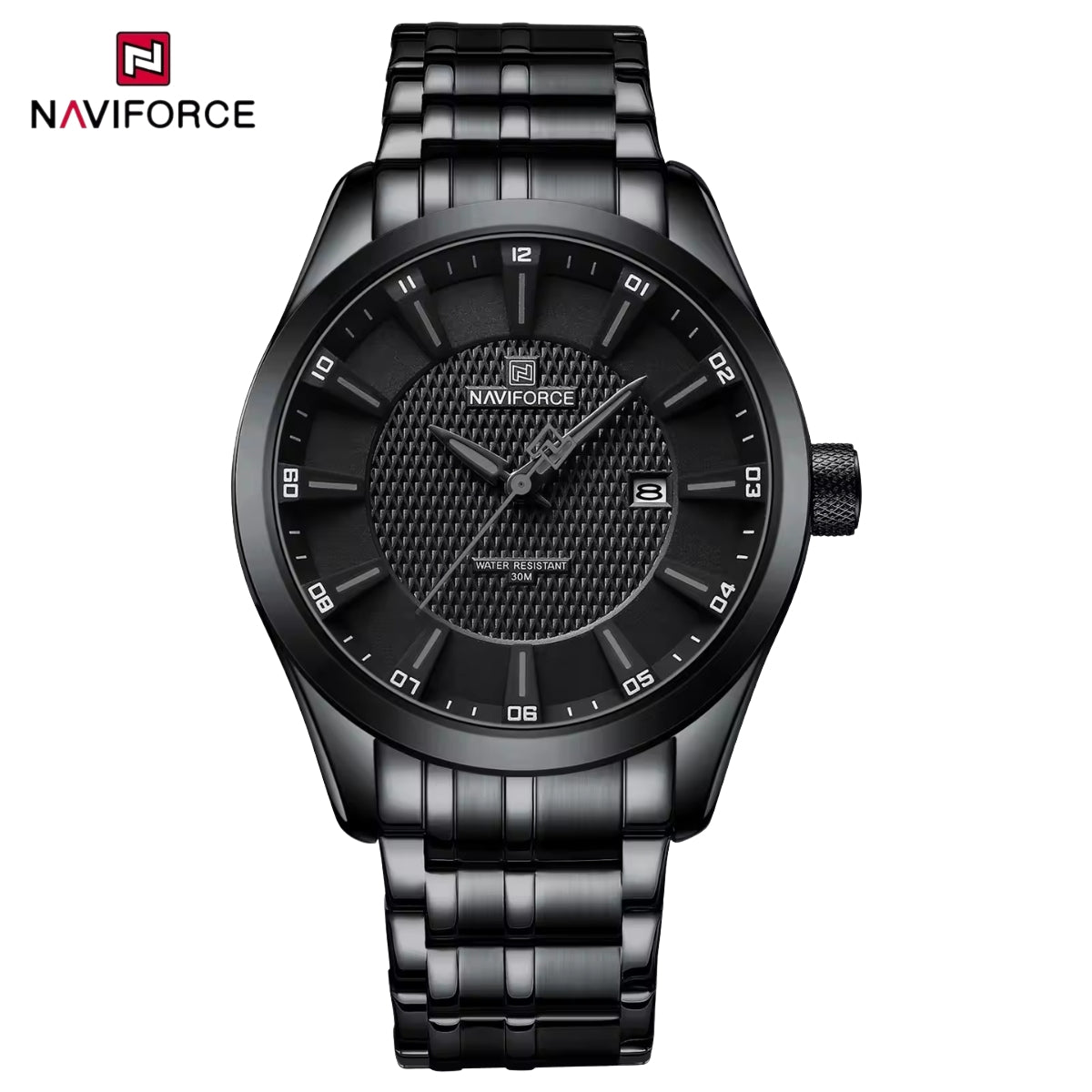 NAVIFORCE 8032 Men’s Stainless Steel Watch – Original Quartz Business Wristwatch - Black