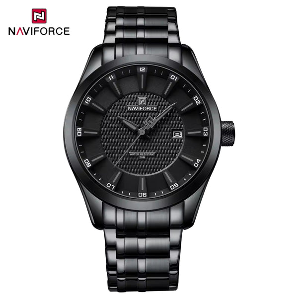 NAVIFORCE 8032 Men’s Stainless Steel Watch – Original Quartz Business Wristwatch - Black
