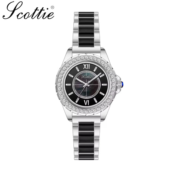 Scottie 9677 Women’s Gold Stainless Steel Watch – Waterproof Quartz Sport Wristwatch Black