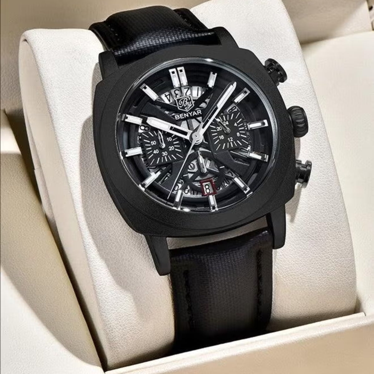 BENYAR 5205 Men's Watch – Sport Chronograph with Luminous Hands Black Dial
