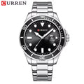 CURREN 8388 Men’s Luxury Quartz Watch 3ATM Waterproof Stainless Steel Classic Wristwatch Silver and Black