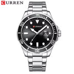 CURREN 8388 Men’s Luxury Quartz Watch 3ATM Waterproof Stainless Steel Classic Wristwatch Silver and Black