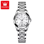 OLEVS 9970 Women’s Fashion Watch – Stainless Steel Waterproof Quartz for Ladies Silver