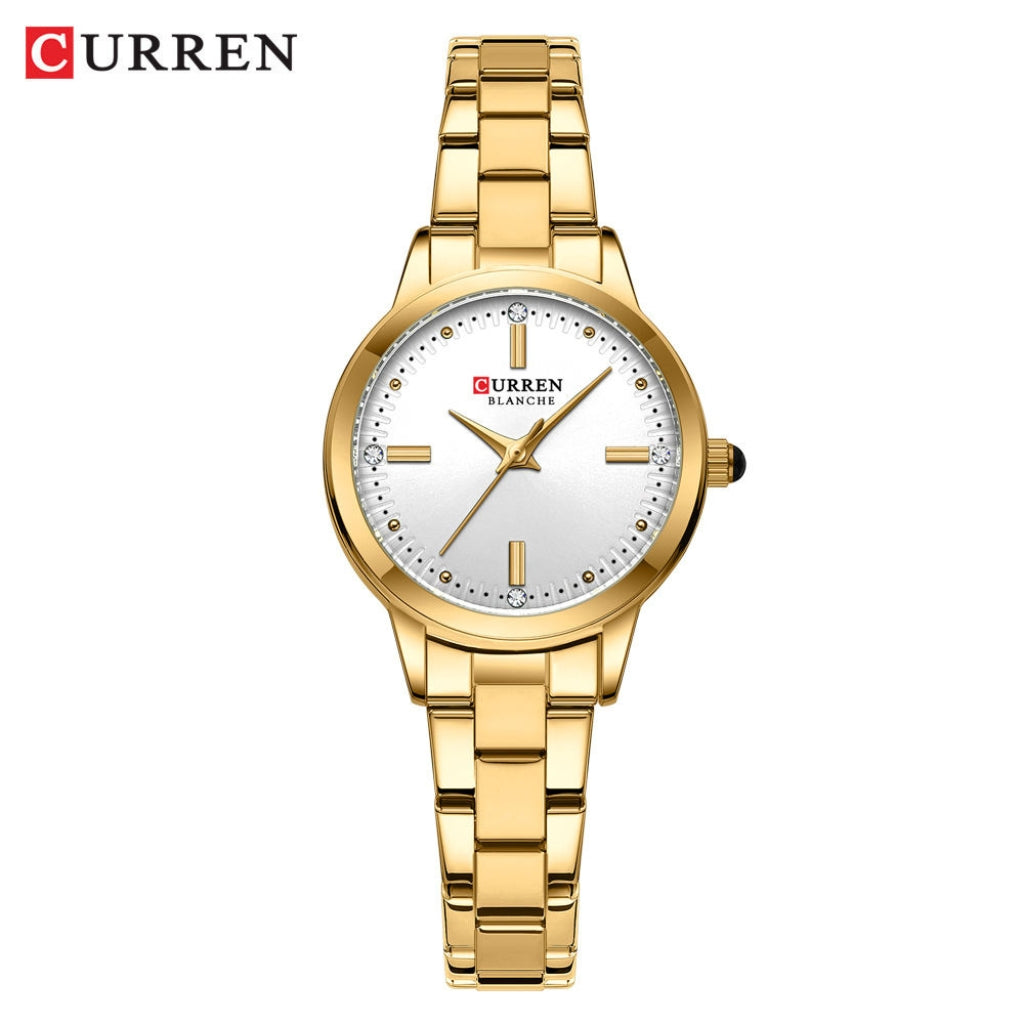 CURREN 9094 Ladies Luxury Watch – Original Stainless Steel Bracelet with Diamond Accents & Quartz Movement White Dial