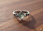 Moss Agate and Zircon Ring Set