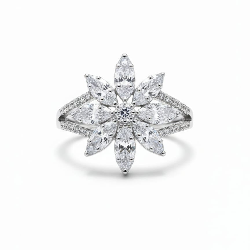 Lotus Flower Ring with Shimmering Zircon