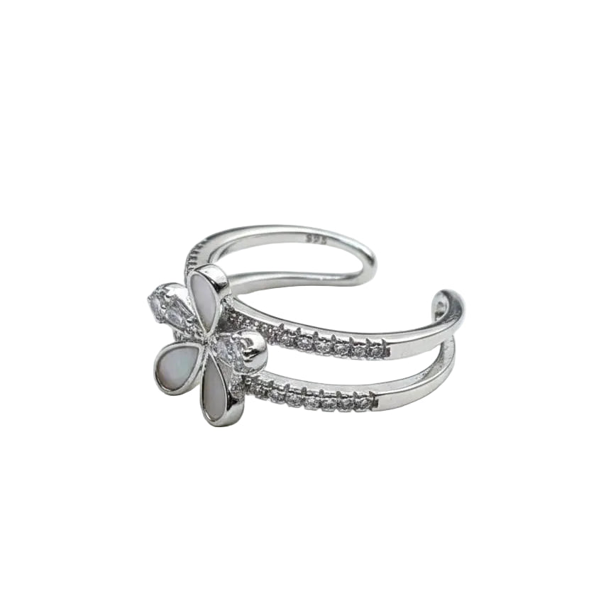 Pearl Flower Silver Ring