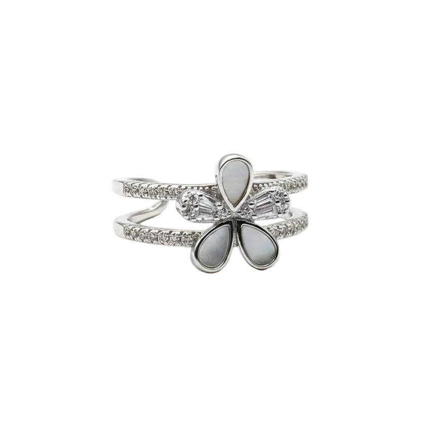 Pearl Flower Silver Ring