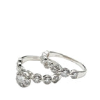 Sterling Silver Chain Halo Ring Set