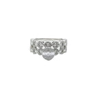 Sterling Silver Chain Halo Ring Set