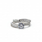 Overlapping Solitaire Silver Ring set