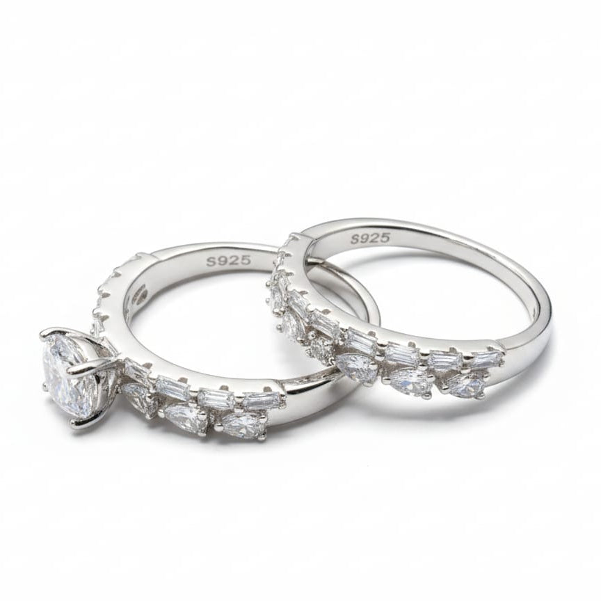 Pear Solitaire Ring Set Bridal