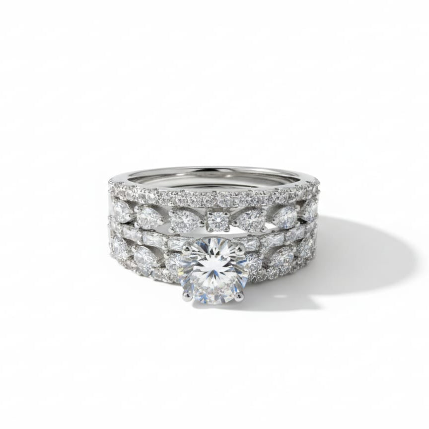 Pear Solitaire Ring Set Bridal