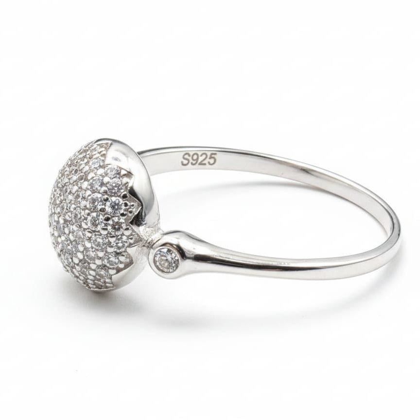 Sterling Silver Exquisite Pavé Ball Ring