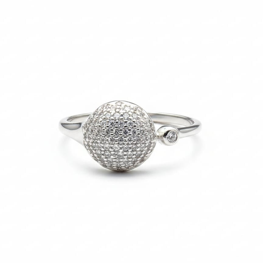 Sterling Silver Exquisite Pavé Ball Ring
