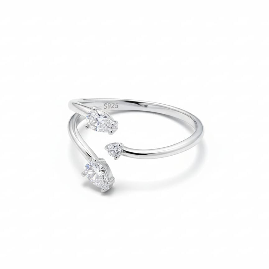 Open Ring with Pear Cut Crystals