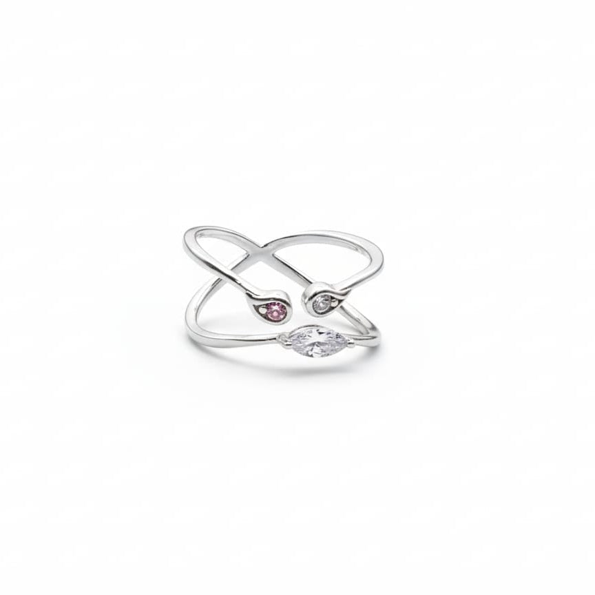 Elegant Silver Criss Cross Ring