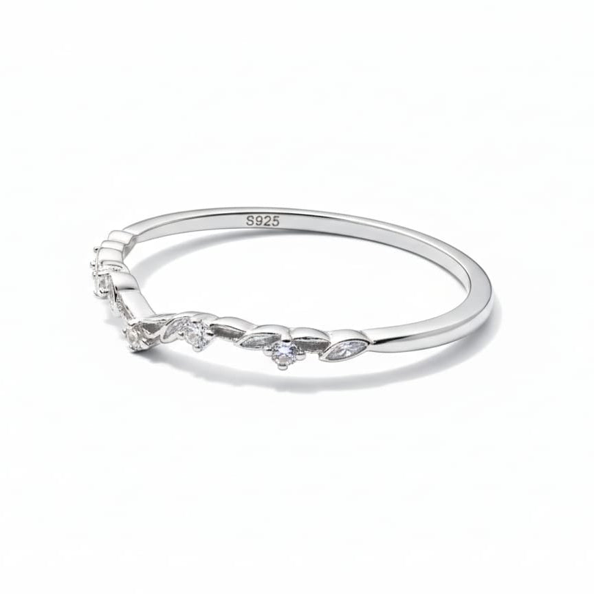 Modern Curved Silver Stacking Ring