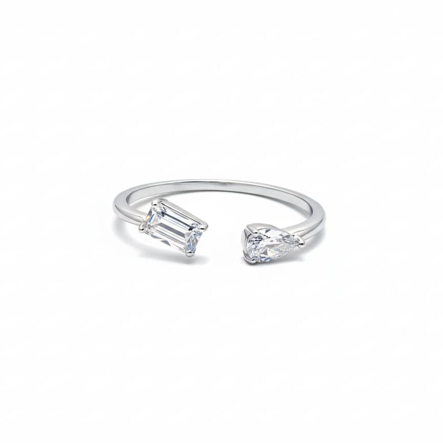 Pear and Emerald Cut Ring