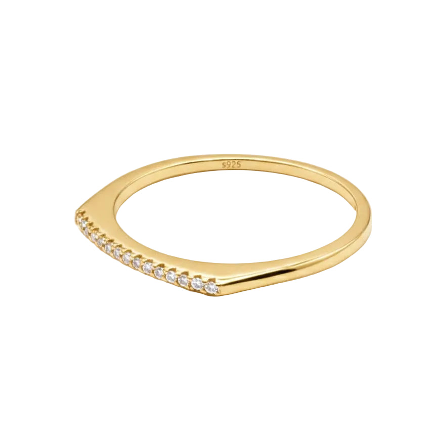 Gold Plated Knife-Edge Pavé Ring