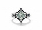 Moss Agate and Zircon Ring Set