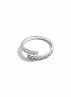 Modern Bypass Ring with Radiant Double-Row Pavé