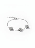 925 Sterling Silver Triple Clover Bracelet