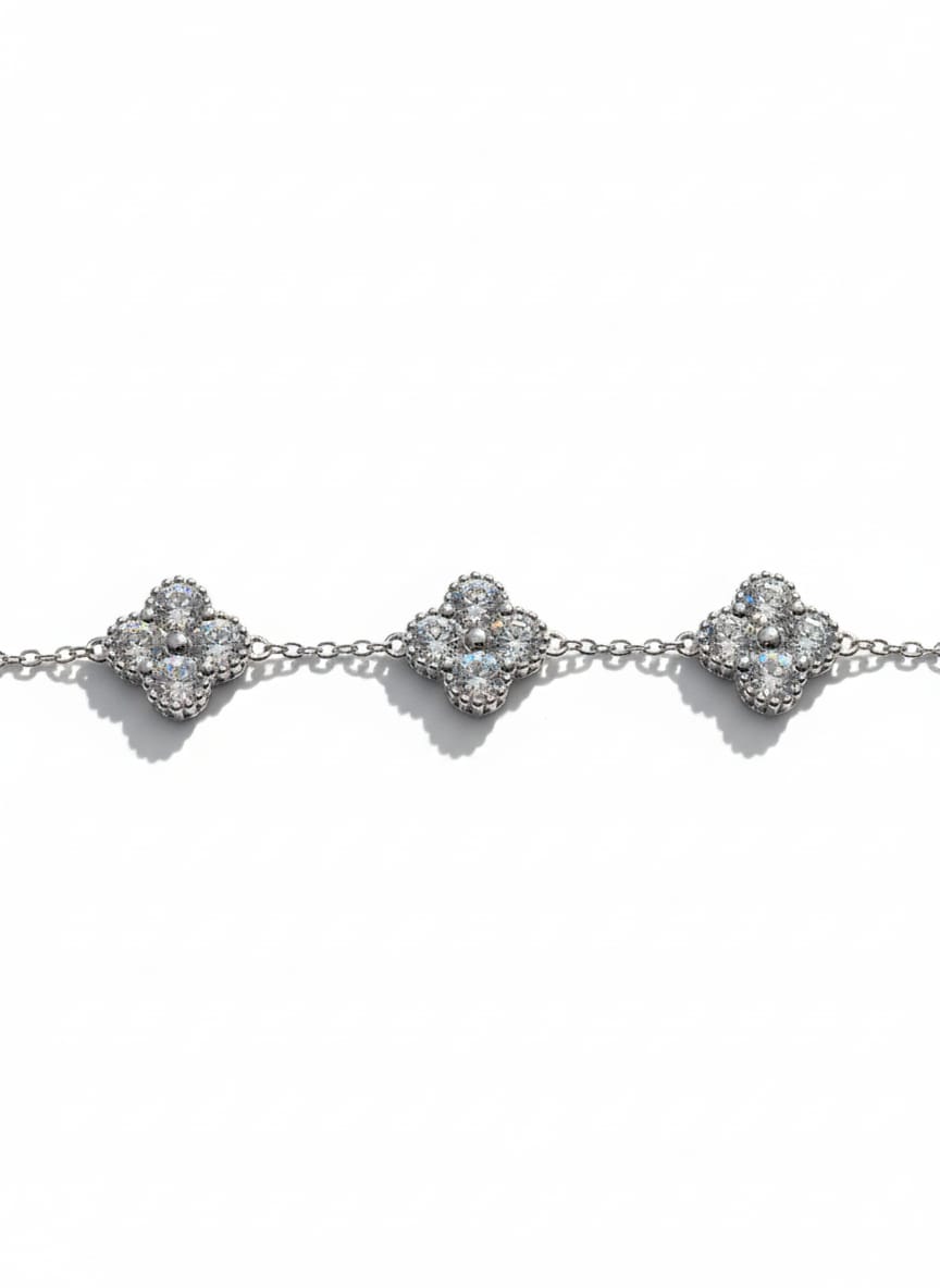 925 Sterling Silver Triple Clover Bracelet