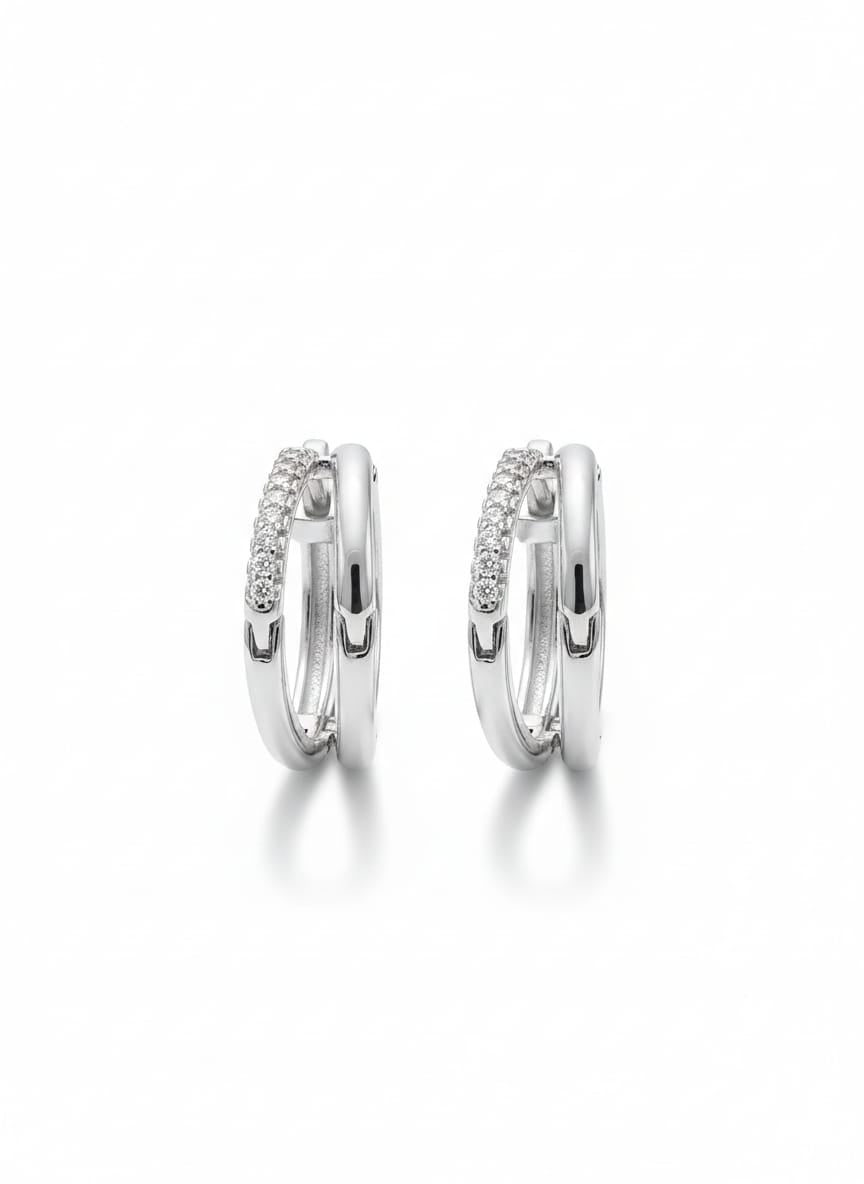 Sterling Silver Double-Row Huggies earings