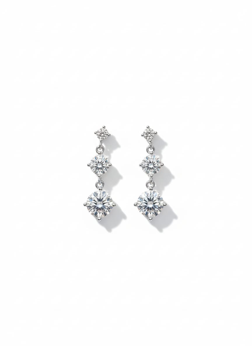 Sterling Silver Triple-Stone Drops