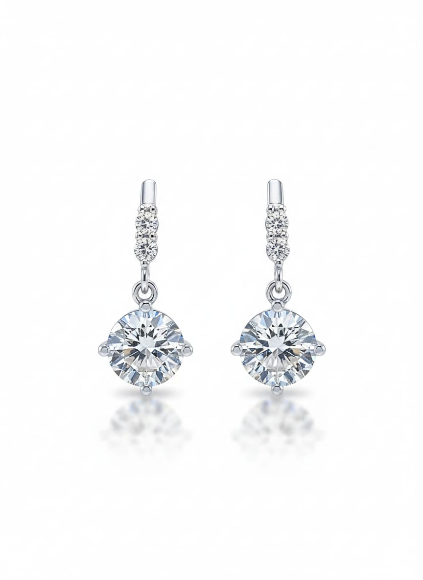 Round-Cut Solitaire Drop Earrings
