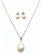 Teardrop Pearl Necklace & Stud Earring Set