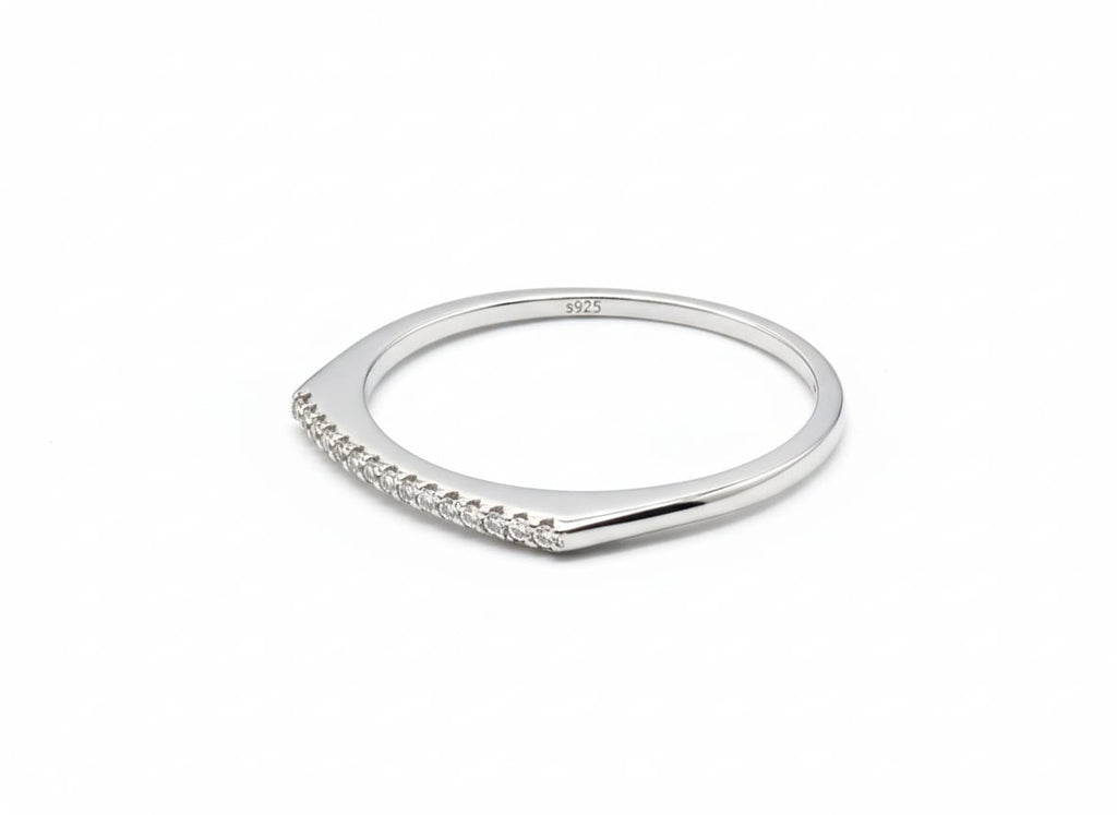 Silver Knife-Edge Pavé Ring