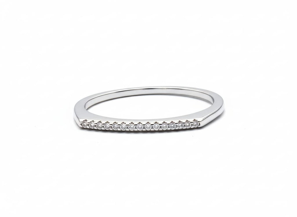 Silver Knife-Edge Pavé Ring