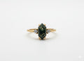 Hexagonal Moss Agate Gold Ring