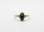 Hexagonal Moss Agate Gold Ring