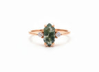 Hexagonal Moss Agate Rose Gold Ring