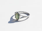 Hexagon Moss Agate Silver Ring