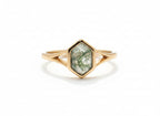 Hexagon Moss Agate Gold Ring
