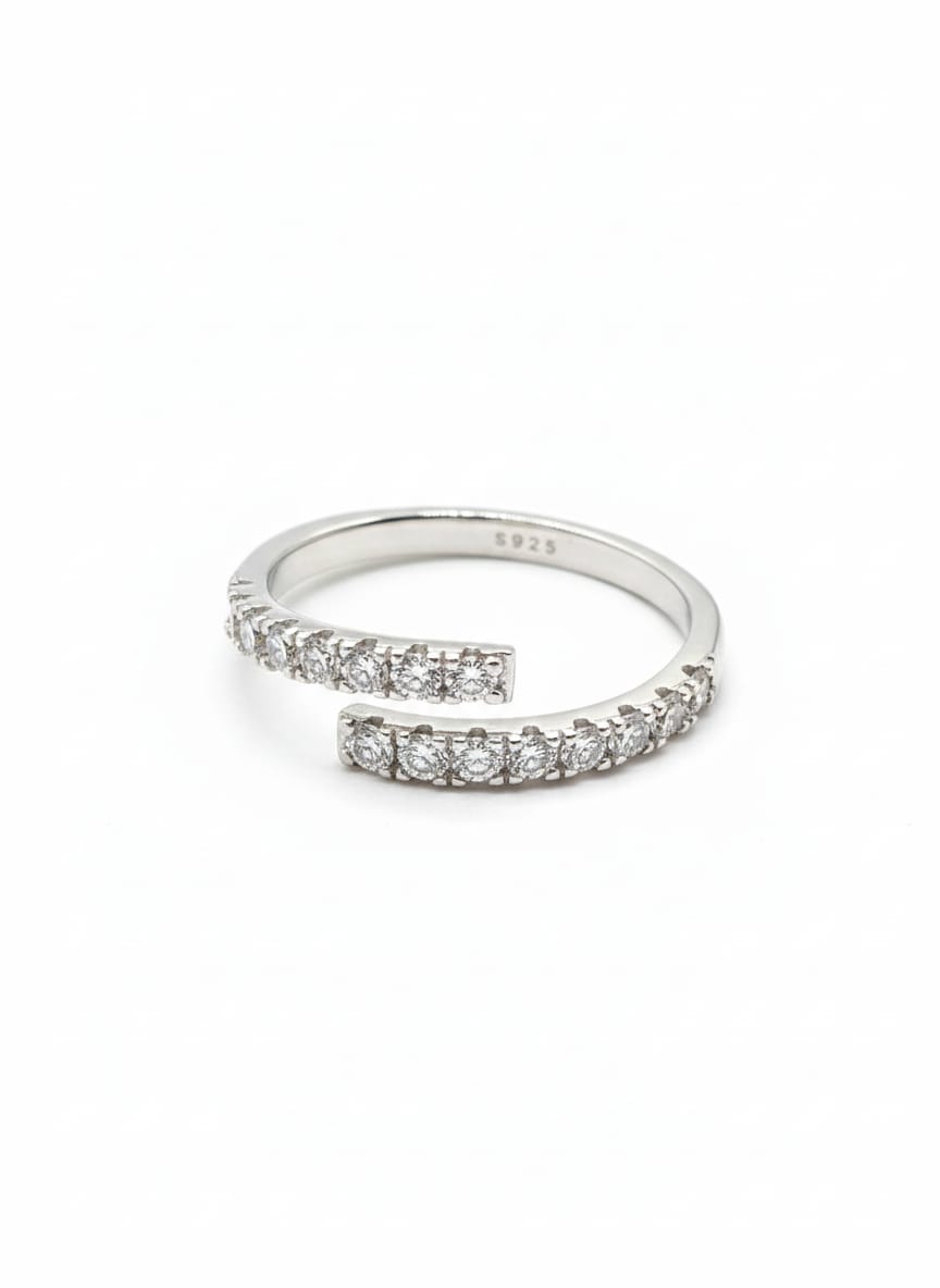 Modern Bypass Ring with Radiant Double-Row Pavé